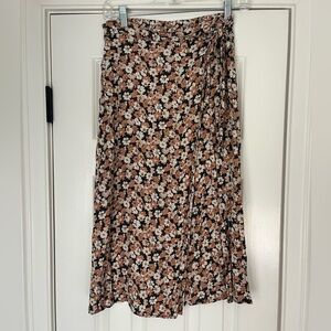 URBAN Romantics Floral Midi Skirt in Black, Tan & White